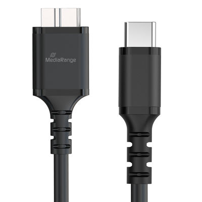 MediaRange MRCS257 c�ble USB USB 3.2 Gen 1 (3.1 Gen 1) 0,5 m Micro-USB B USB C 5 Gbit/s Noir