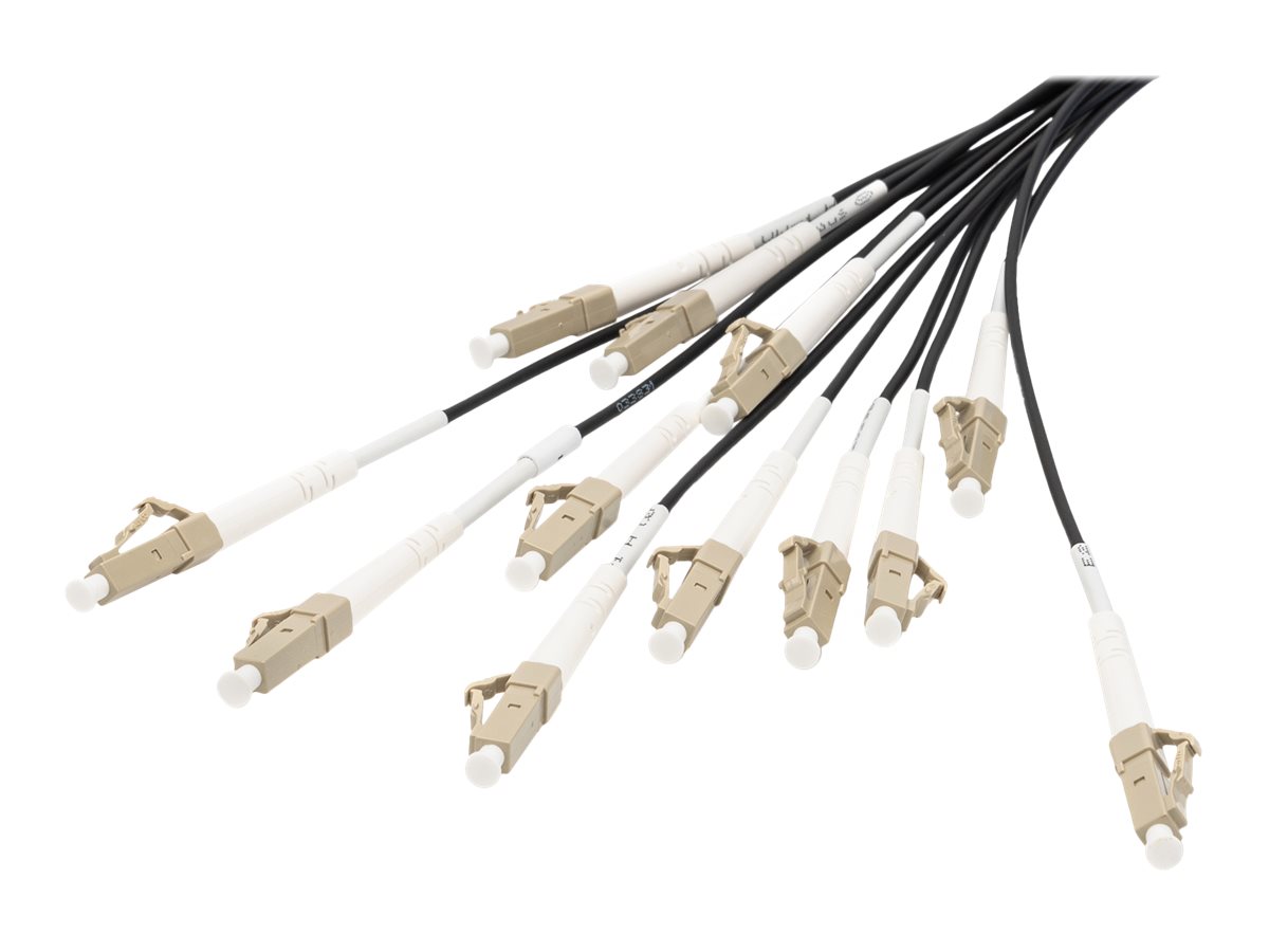 DIGITUS Vorkonfektionierte Glasfaser Universal Breakout Kabel, Multimode OM4, 12 Fasern, LC/UPC - LC/UPC