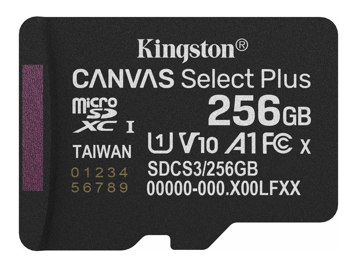 Kingston Technology 256GB micSDXC Canvas Select Plus Gen3 150R A1 Single Pack w/o ADP