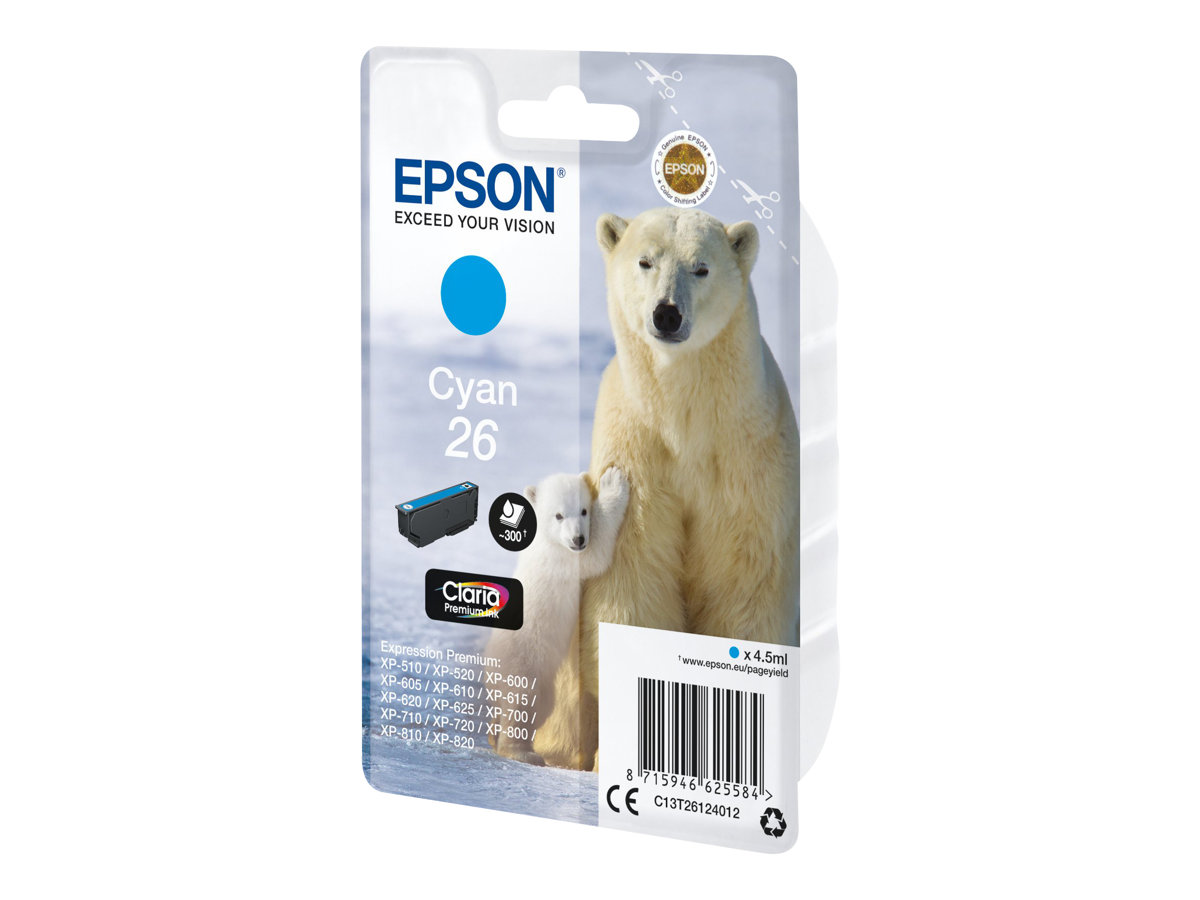 Epson Polar bear Singlepack Cyan 26 Claria Premium Ink