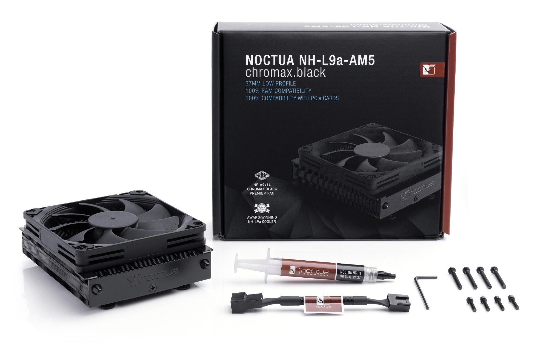 Noctua NH-L9A-AM5 CHROMAX.BLACK sistema di raffreddamento per computer Processore Raffreddatore daria 9,2 cm Nero 1 pz