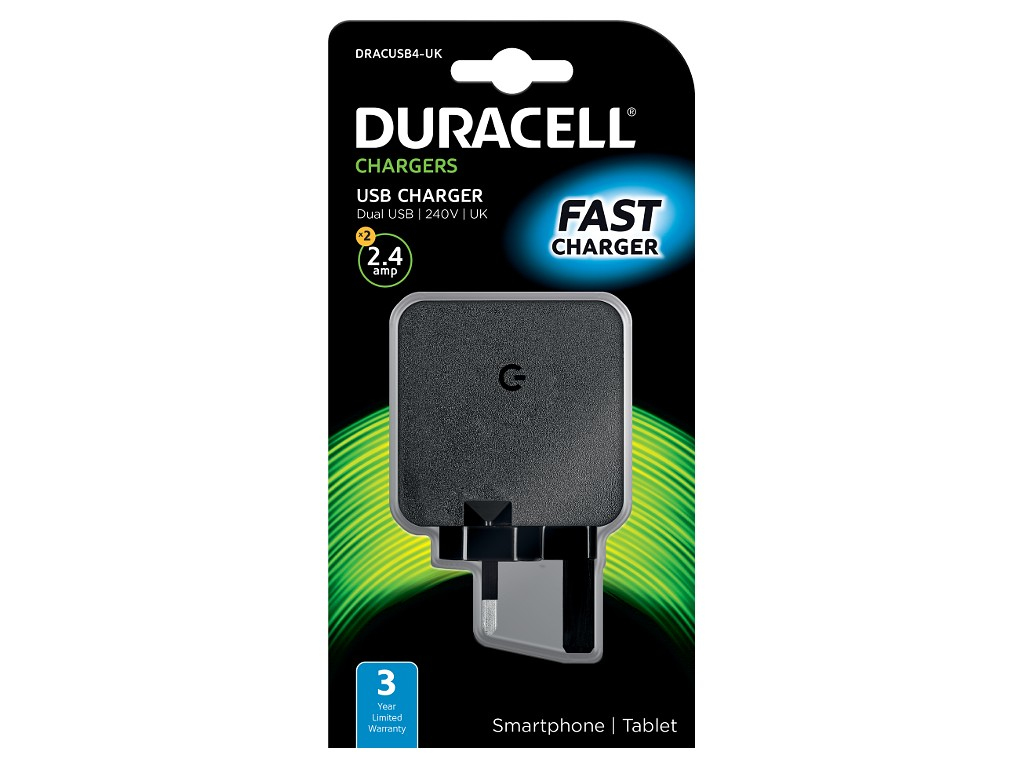 Duracell DRACUSB4-UK cargador de dispositivo m�vil Universal Negro Corriente alterna Interior