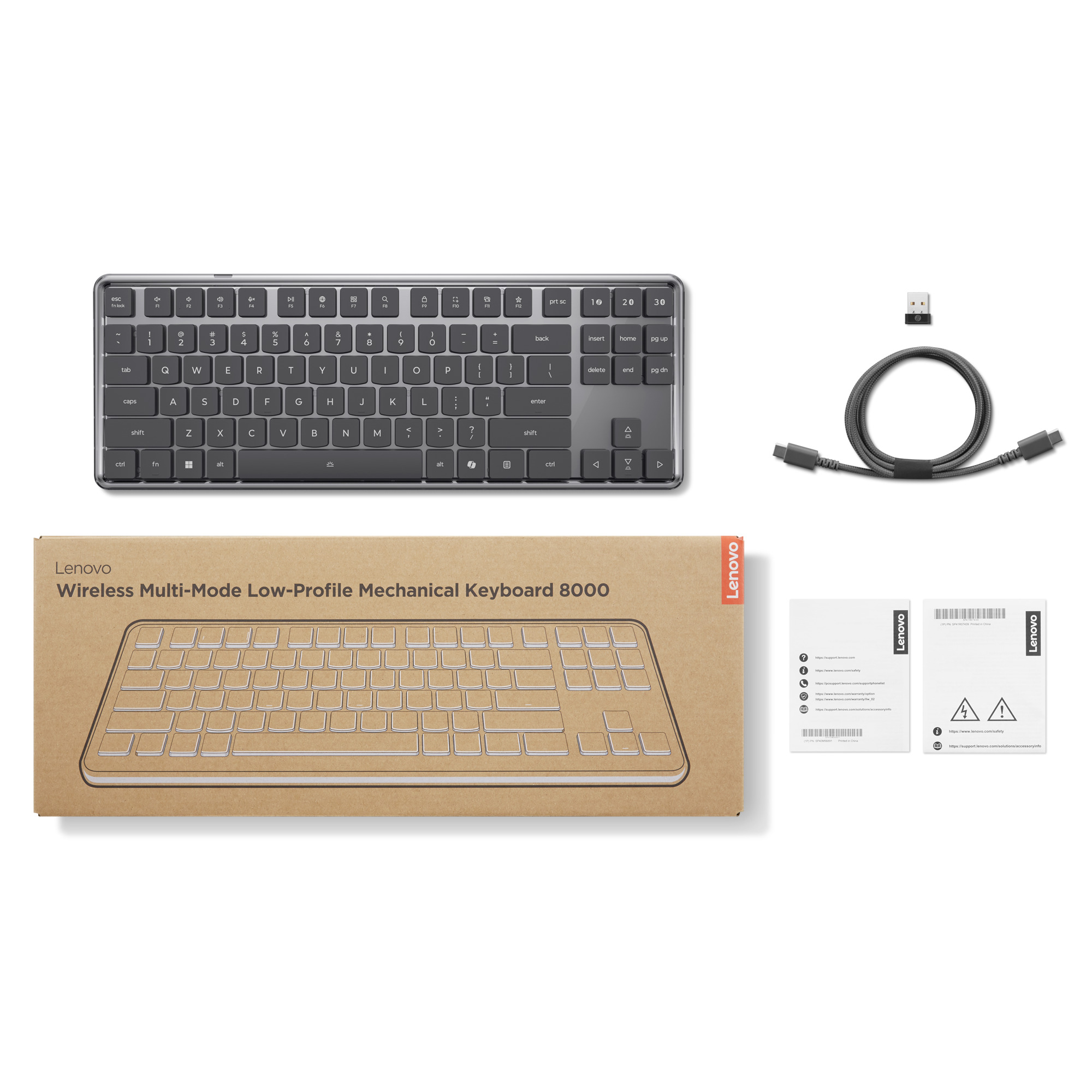 Lenovo 4Y41V37355 teclado Hogar / Oficina USB + RF Wireless + Bluetooth Alem�n Gris