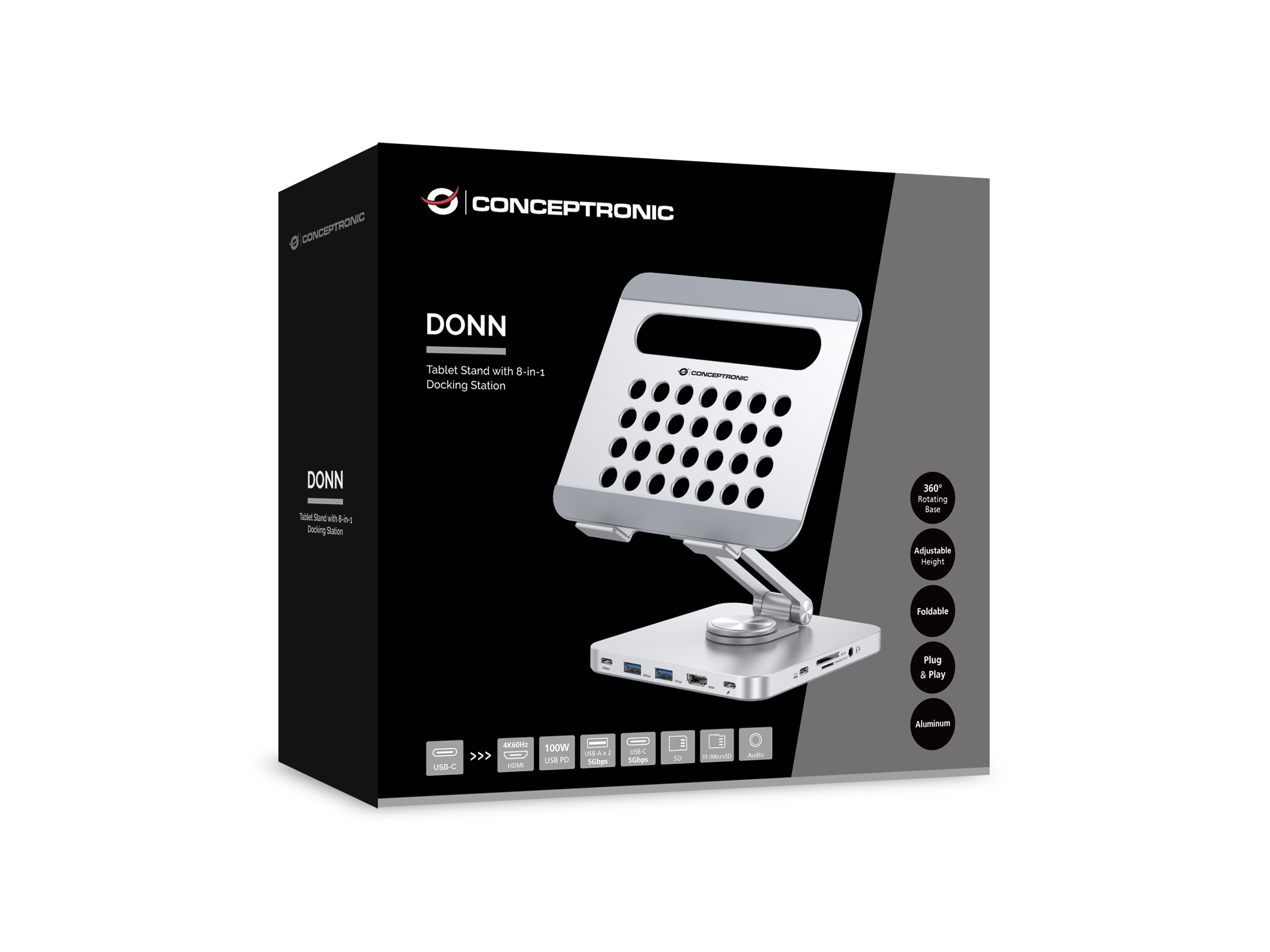 Conceptronic DONN26G chariot et support multimdia Argent Tablette