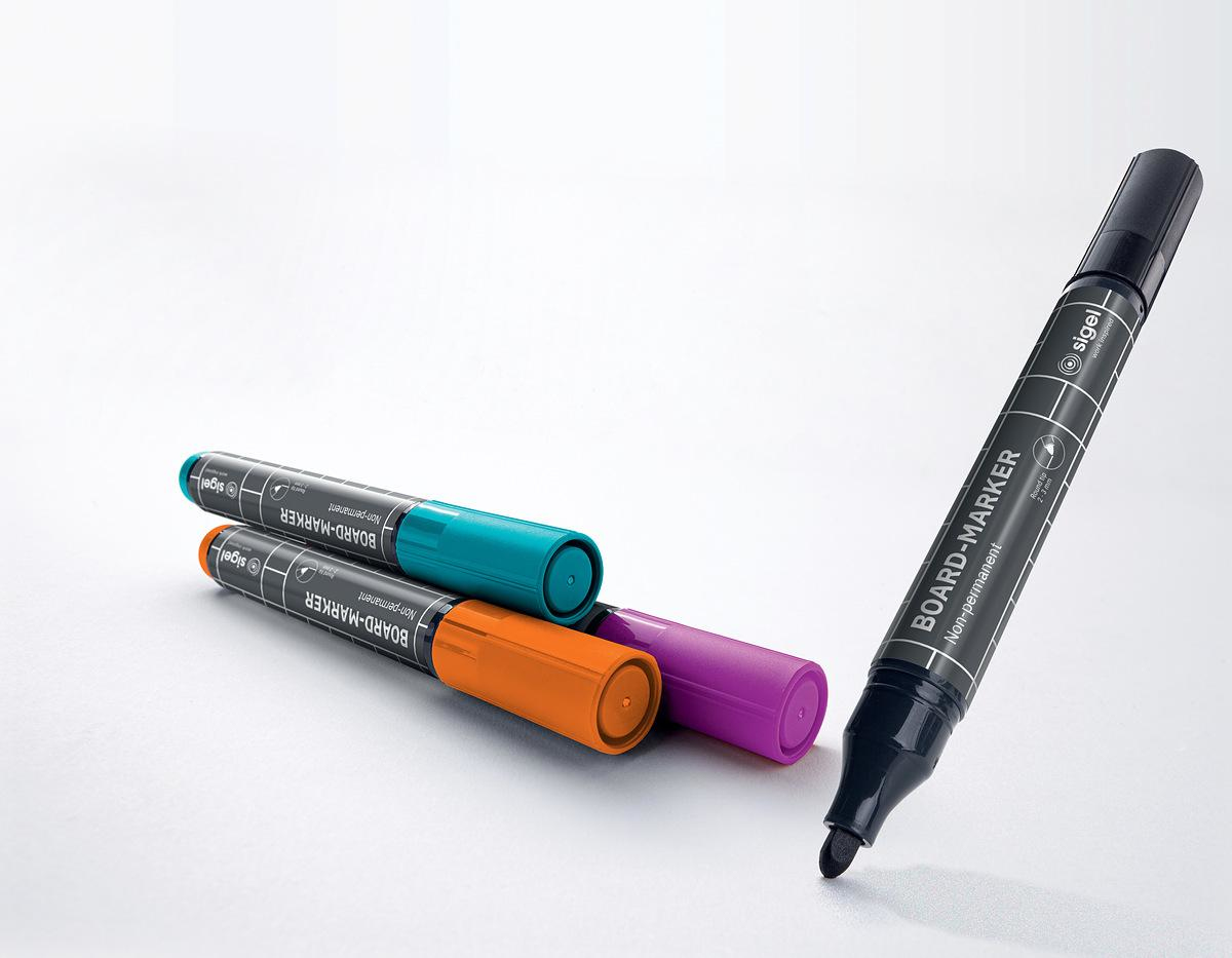 Sigel 4 Whiteboard- und Flipchart-Marker farbsortiert 2.0 - 3.0 mm