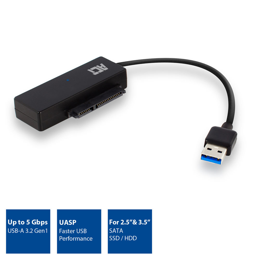 ACT Adapterkabel f�r SSDs/Festplatten - USB 3.2 Gen 1 auf 2,5-/3,5-Zoll-SATA - 2.5/3.5 SATA - USB A - 0,45 m - Schwarz