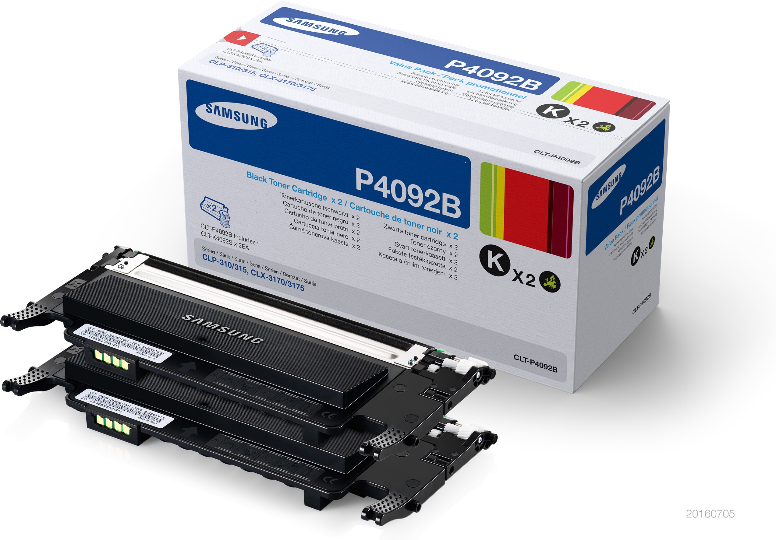 Samsung Paquete de 2 cartuchos de tner negro CLT-P4092B