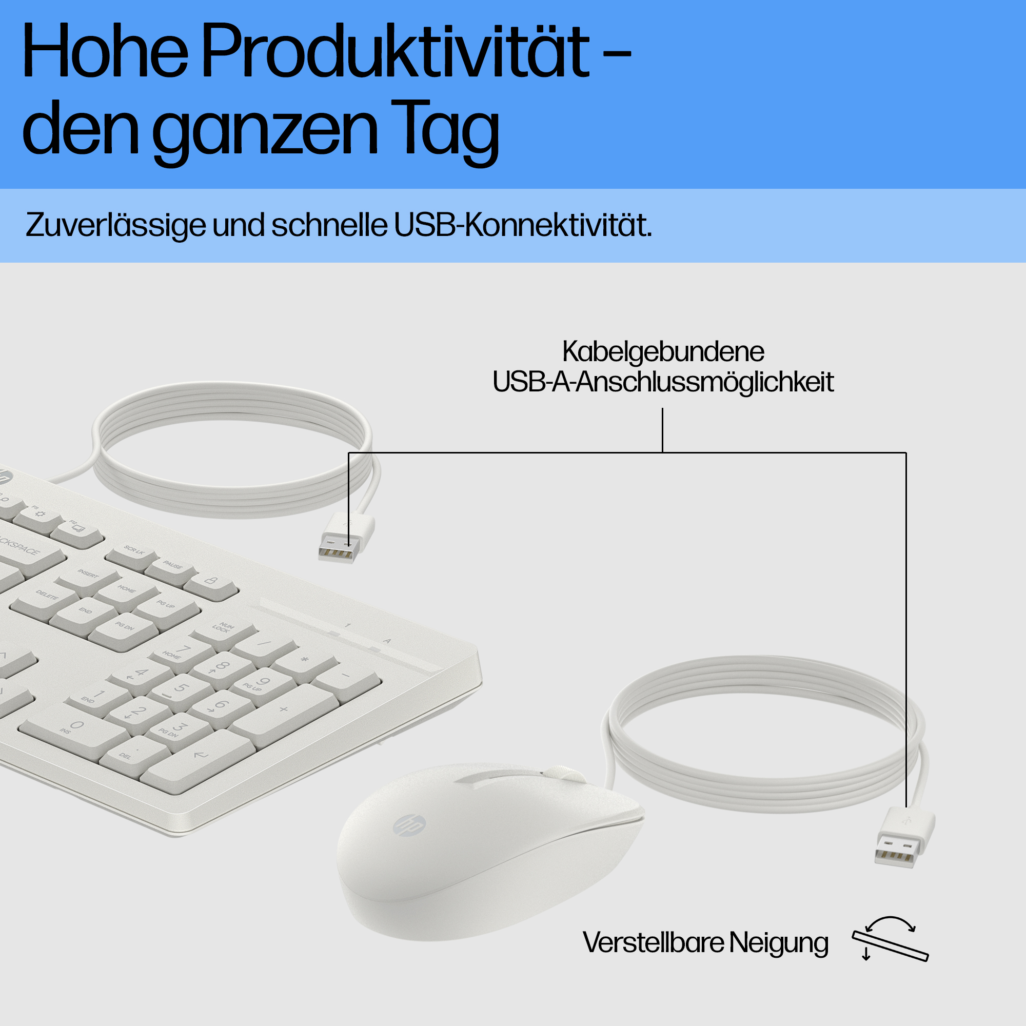 HP 225 Wired Mouse and Keyboard Combo G2 Cashmere White