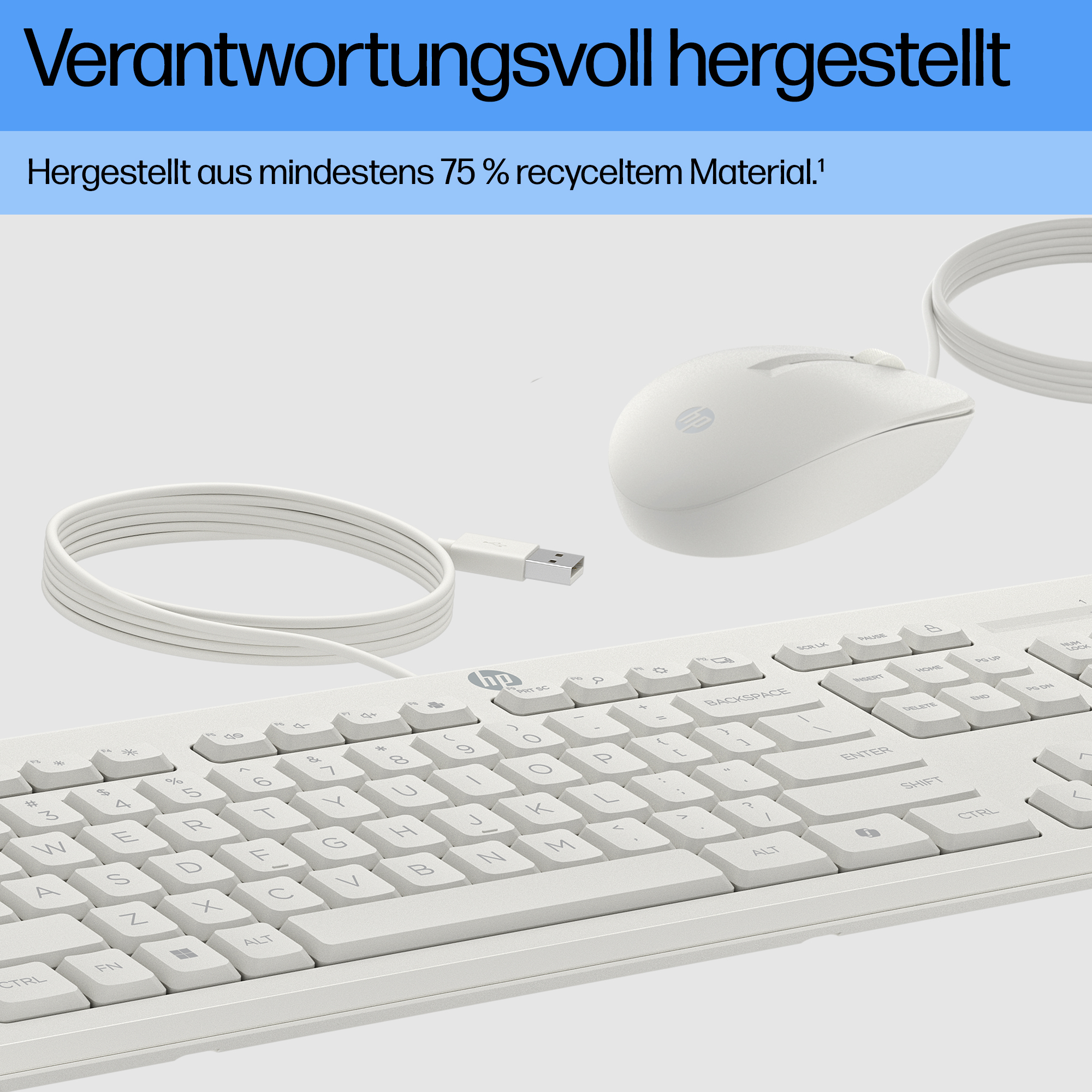 HP 225 Wired Mouse and Keyboard Combo G2 Cashmere White