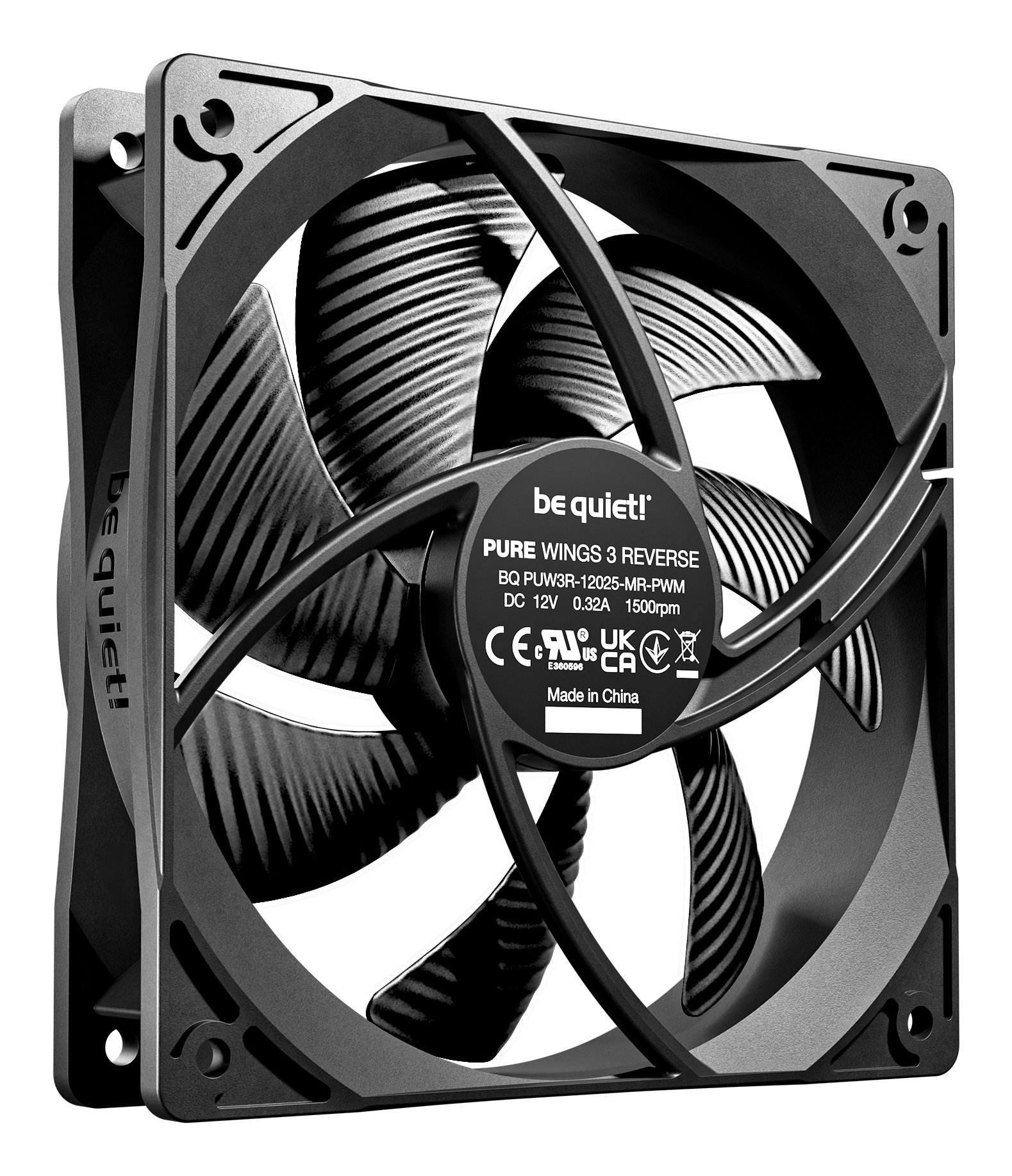 Be Quiet! Pure Wings 3 - Geh�usel�fter - Reverse-L�fterbl�tter - 120 mm - Schwarz (Packung mit 3)