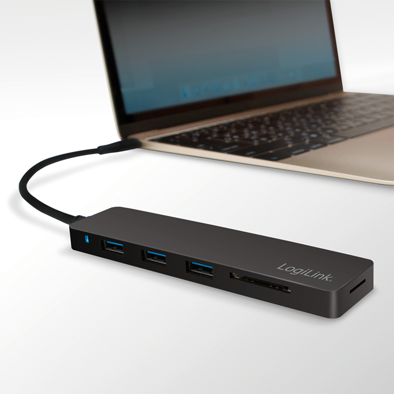LogiLink UA0312 hub & concentrateur USB 3.2 Gen 1 (3.1 Gen 1) Type-C 5000 Mbit/s Noir