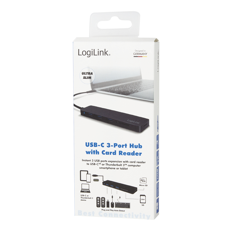 LogiLink UA0312 hub & concentrateur USB 3.2 Gen 1 (3.1 Gen 1) Type-C 5000 Mbit/s Noir
