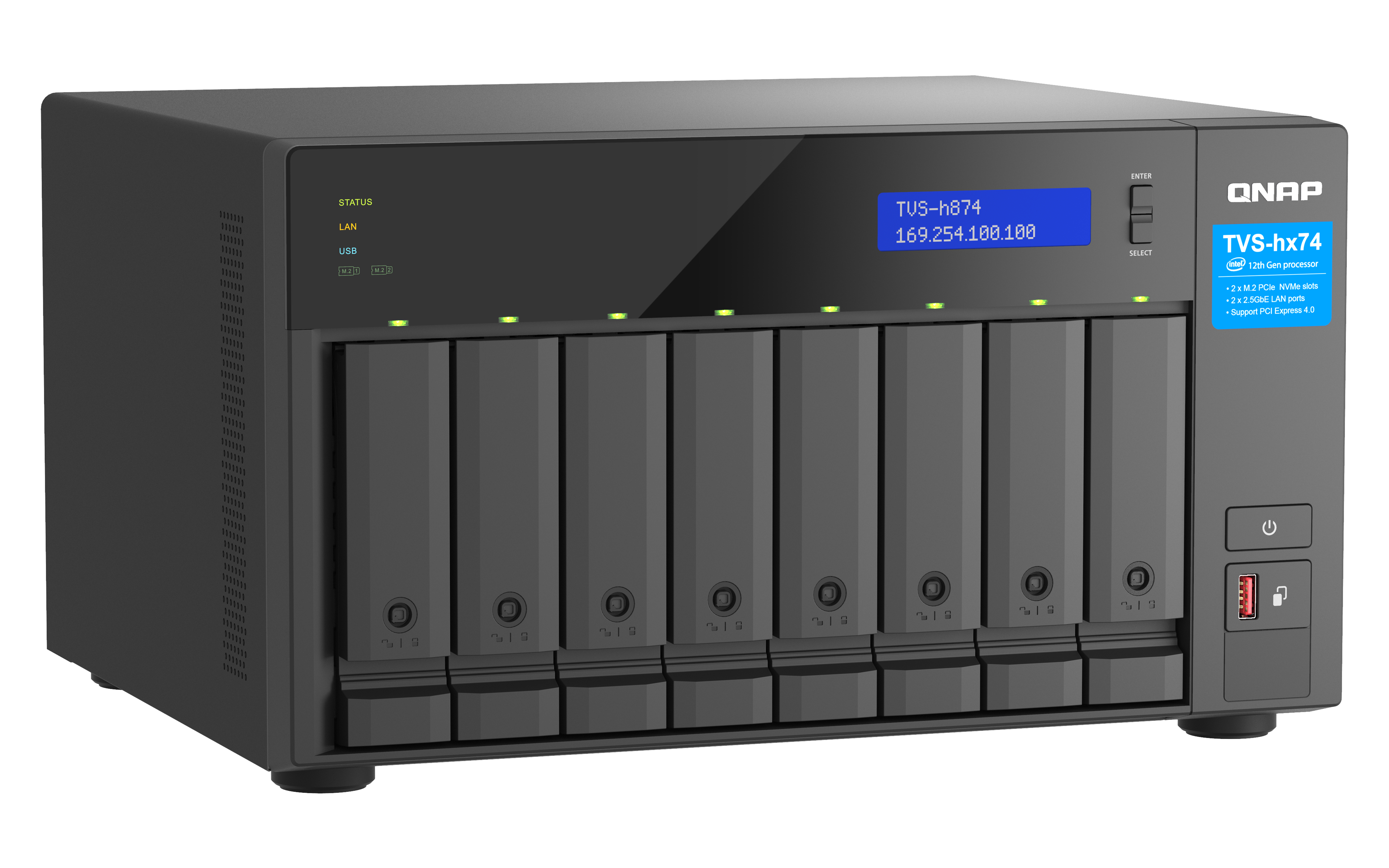 QNAP TVS-H874T-I9-64G server NAS e di archiviazione Tower Intel Core i9 64 GB DDR4 0 TB QNAP QTS Nero