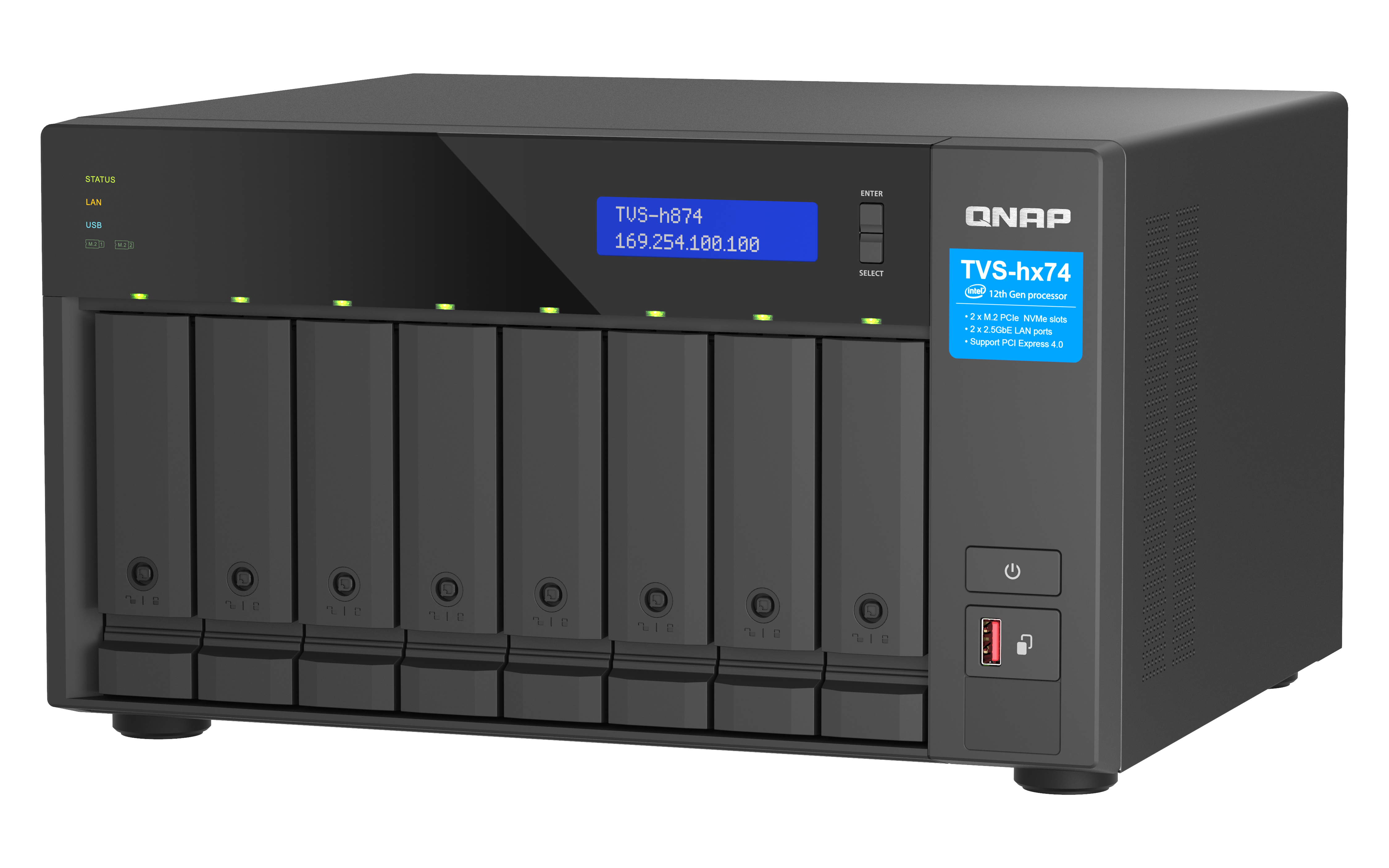 QNAP TVS-H874T-I9-64G server NAS e di archiviazione Tower Intel Core i9 64 GB DDR4 0 TB QNAP QTS Nero