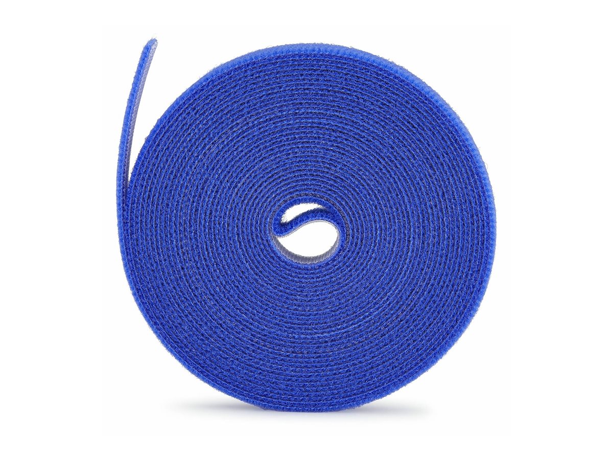 StarTech.com Paquete de 4 Bobinas de Bridas de Gancho y Bucle de 4,6m - Ancho 1,25cm - De Cortar a la Medida - Bobina a Granel - Azul
