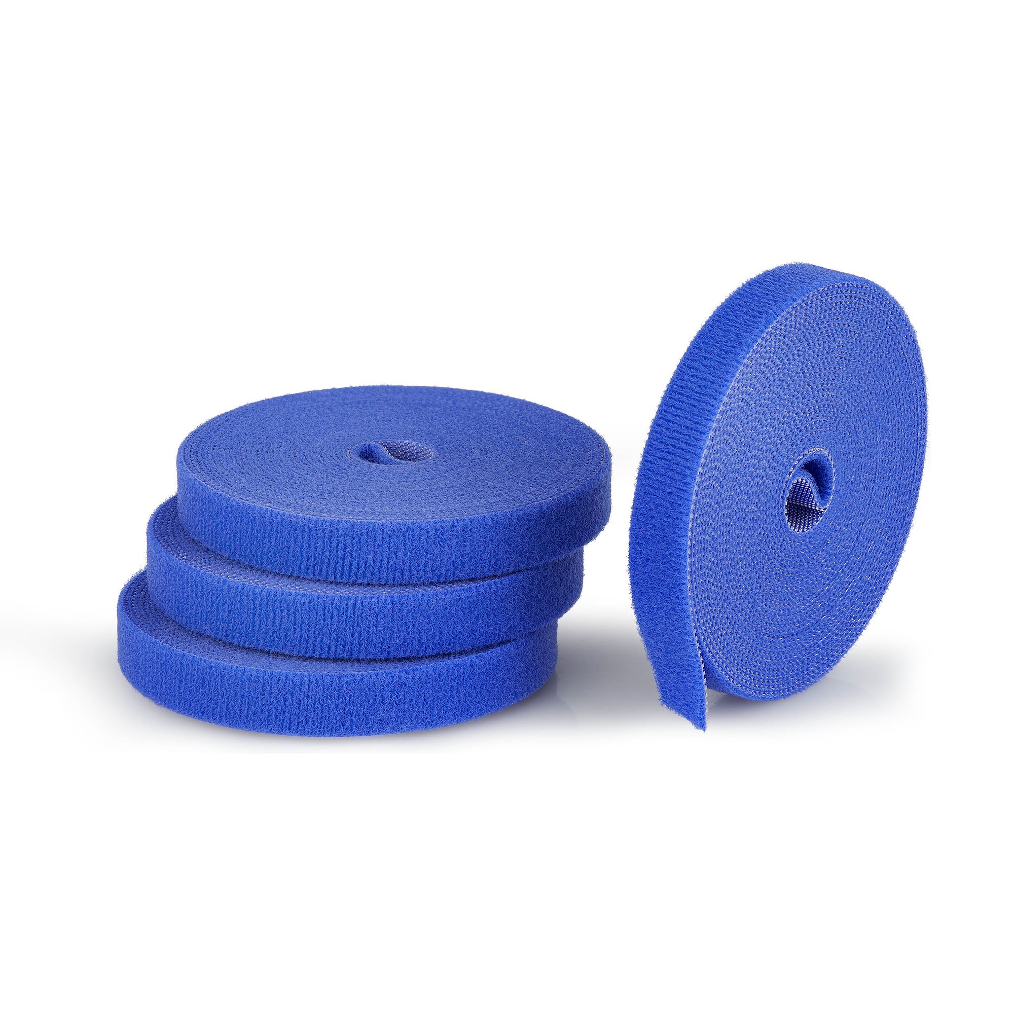 StarTech.com Paquete de 4 Bobinas de Bridas de Gancho y Bucle de 4,6m - Ancho 1,25cm - De Cortar a la Medida - Bobina a Granel - Azul