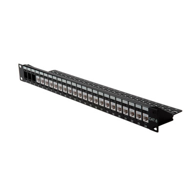 ROLINE Keystone 19 Module frame Cat.5/Cat.6, 24 Ports, blank, unshielded black