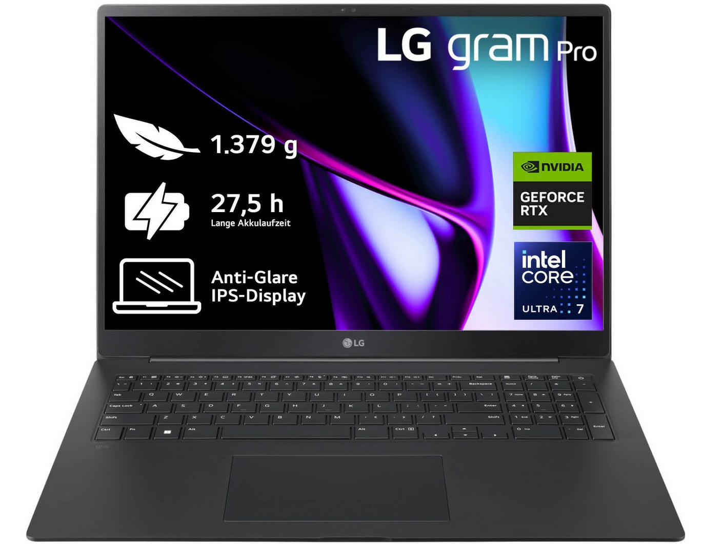 LG Gram 17Z90SP-E Intel Core Ultra 7 155H Computer portatile 43,2 cm (17) WQXGA 32 GB LPDDR5x-SDRAM 2 TB SSD NVIDIA GeForce RTX 3050 Wi-Fi 6E (802.11ax) Windows 11 Home Nero