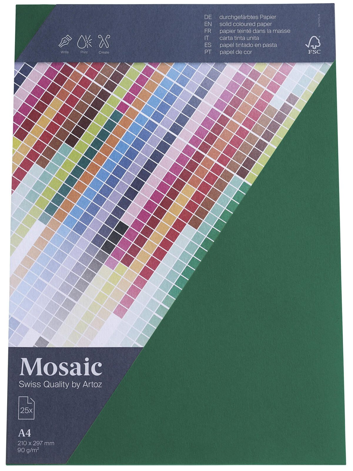 Artoz Papier Briefpapier Mosaic tannengrn DIN A4 90 g/qm 25 Blatt - 90 g/m - A4