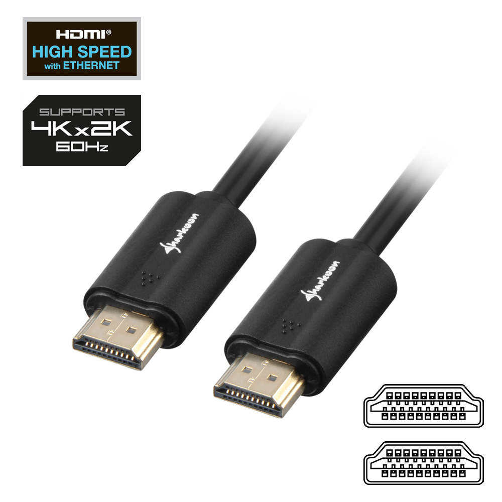 Sharkoon HDMI/HDMI 4K, 10m cavo HDMI HDMI tipo A (Standard) Nero