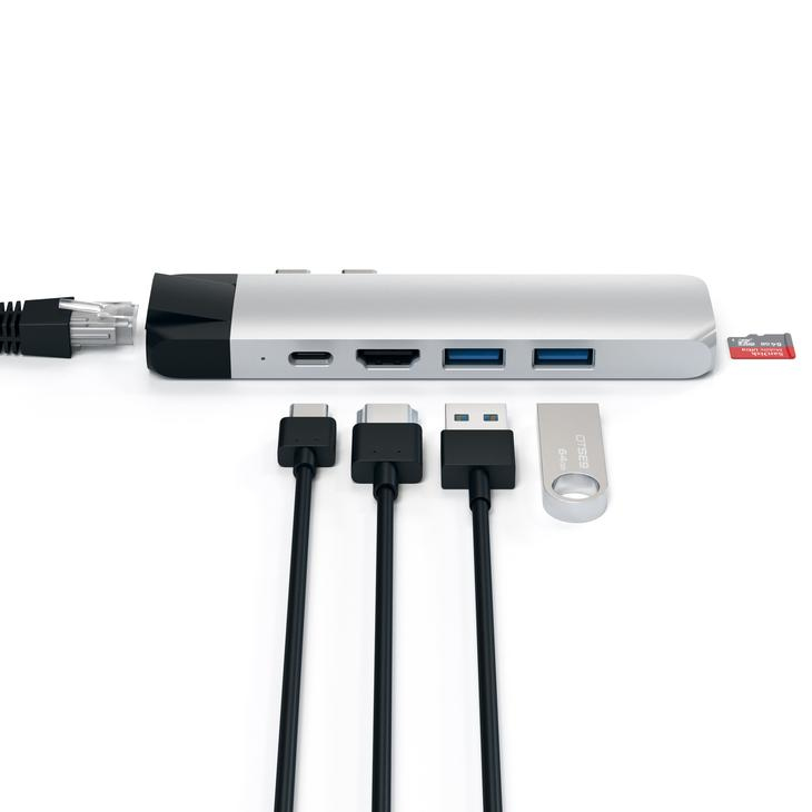 Satechi ST-TCPHES base para porttil y replicador de puertos USB 3.2 Gen 1 (3.1 Gen 1) Type-C Plata