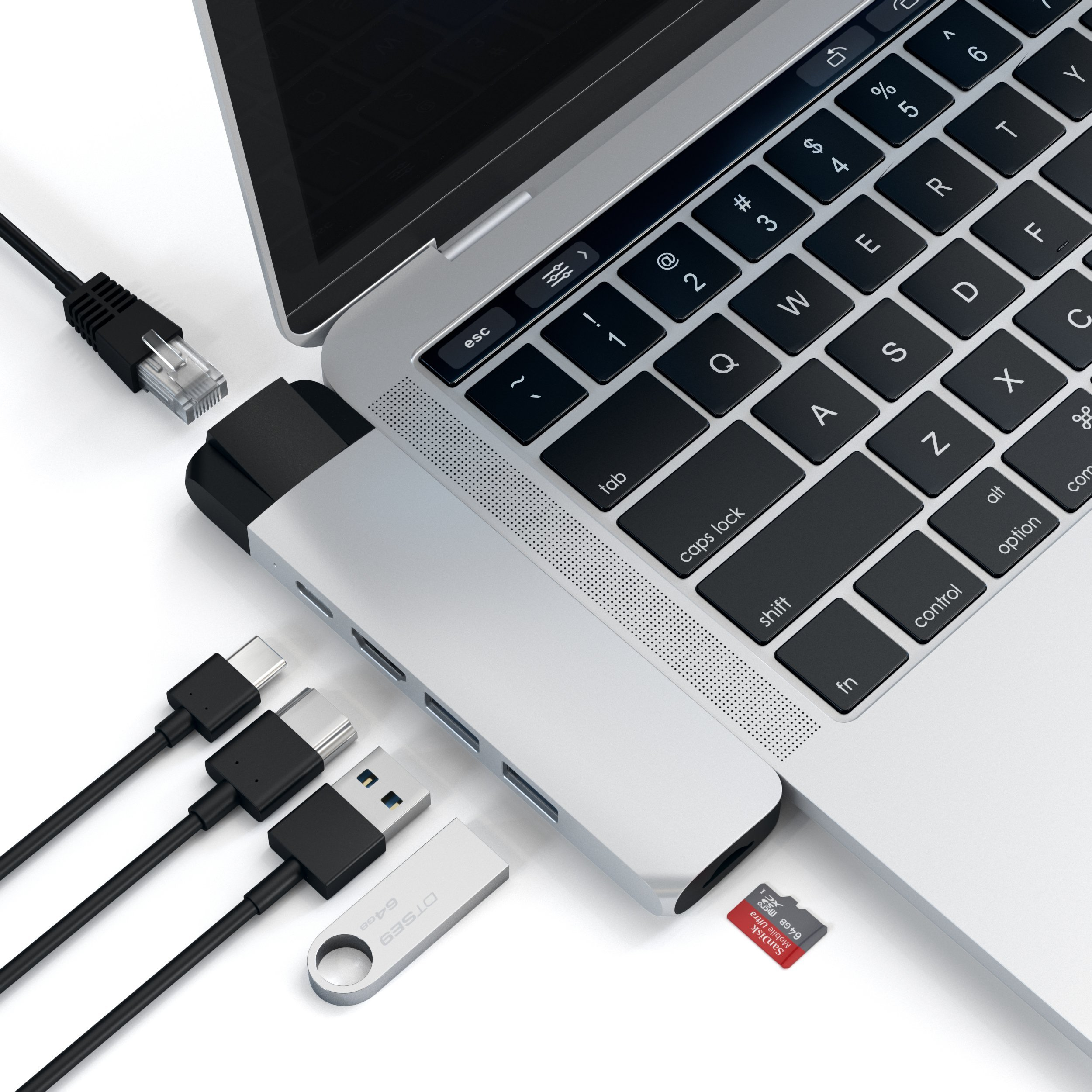Satechi ST-TCPHES base para porttil y replicador de puertos USB 3.2 Gen 1 (3.1 Gen 1) Type-C Plata