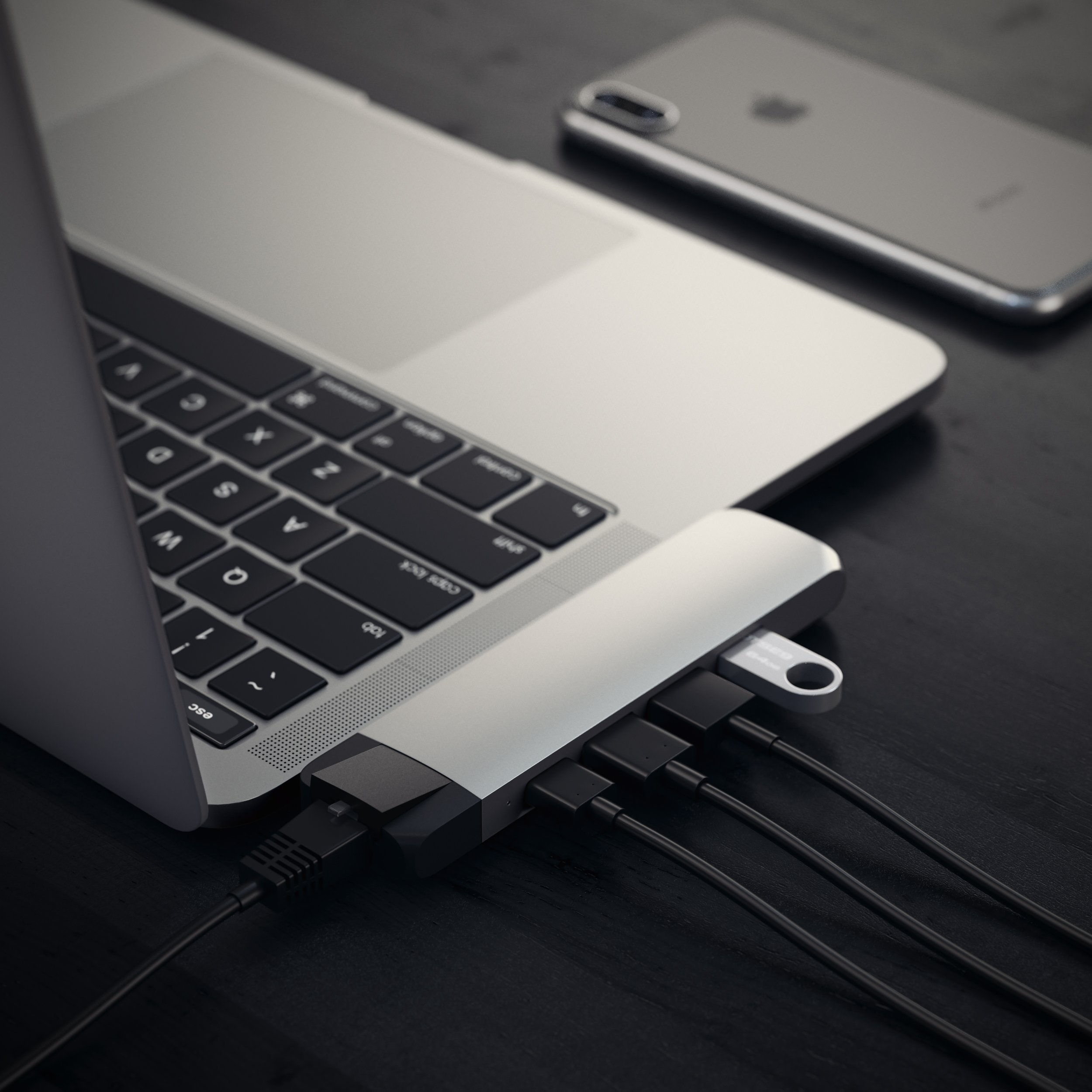 Satechi ST-TCPHES base para porttil y replicador de puertos USB 3.2 Gen 1 (3.1 Gen 1) Type-C Plata