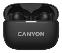 Canyon OnGo TWS-10 ANC+ENC, Bluetooth Headset, microphone, BT v5.3 BT8922F, Frequence Response:20Hz-20kHz, battery Earbud 40mAh*2+Charging case 500mAH, type-C kabelio ilgis 24cm,size 63.97*47.47*26.5mm 42.5g, Juodas