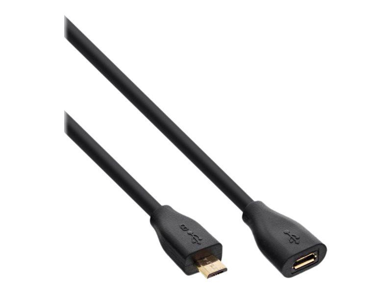 InLine Micro-USB 2.0 extension cable, Micro-B M/F, black/gold, 3m