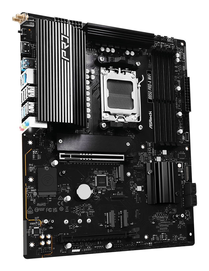 ASRock B850 Pro-A WiFi - Motherboard - ATX - Socket AM5 - AMD B850 Chipsatz - USB-C 3.2 Gen 2x2, USB-C 3.2 Gen 1, USB 3.2 Gen 1, USB-C 3.2 Gen2 - 2.5 Gigabit LAN, Wi-Fi 6E, Bluetooth - Onboard-Grafik (CPU erforderlich)