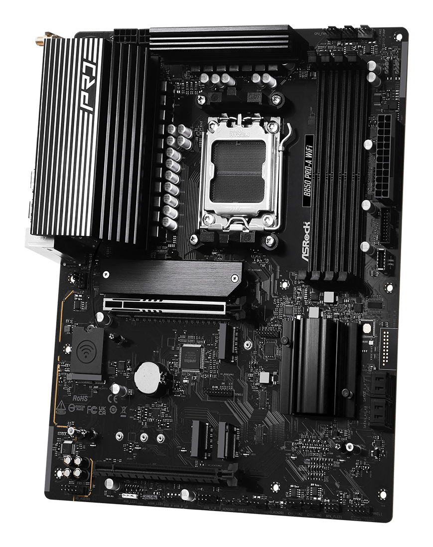 ASRock B850 Pro-A WiFi - Motherboard - ATX - Socket AM5 - AMD B850 Chipsatz - USB-C 3.2 Gen 2x2, USB-C 3.2 Gen 1, USB 3.2 Gen 1, USB-C 3.2 Gen2 - 2.5 Gigabit LAN, Wi-Fi 6E, Bluetooth - Onboard-Grafik (CPU erforderlich)