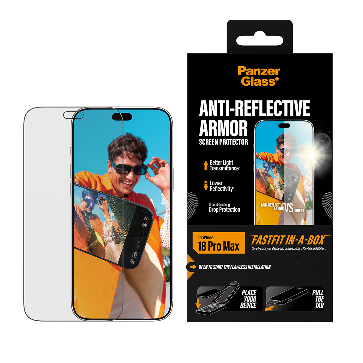 PanzerGlass � Anti-reflective Armor Screen Protector iPhone 2026 Pro Max w. FASTFIT IN-A-BOX