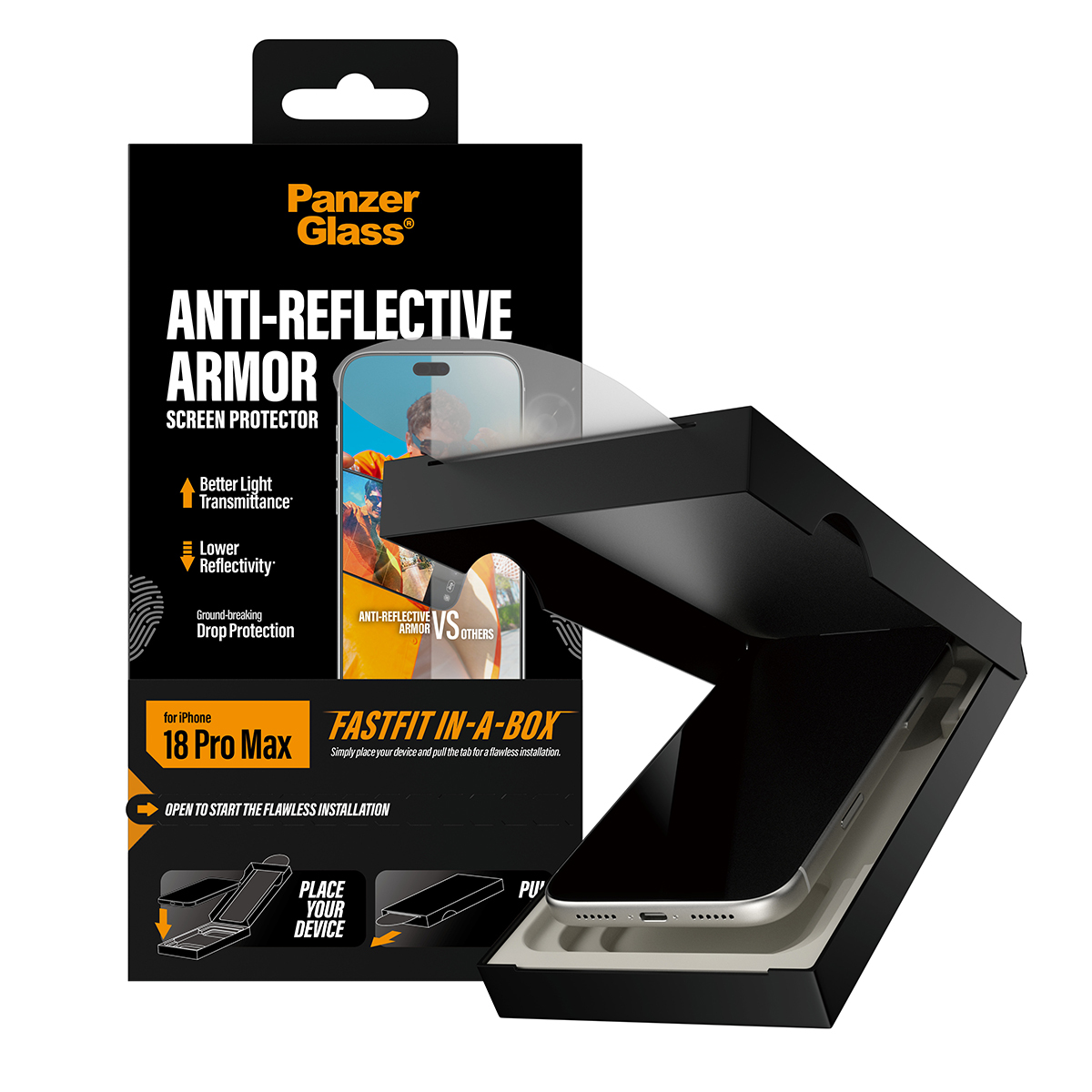 PanzerGlass � Anti-reflective Armor Screen Protector iPhone 2026 Pro Max w. FASTFIT IN-A-BOX