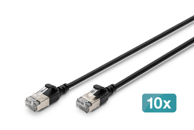 DIGITUS CAT 6A F-FTP Slim Patchkabel, 1,5 m, Schwarz, 10 St�ck