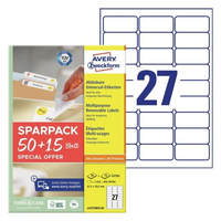 Avery Zweckform L4737REV-65 Universal-Etiketten 63.5 x 29.6 mm Papier Wei 65 Blatt Wiederablsbar