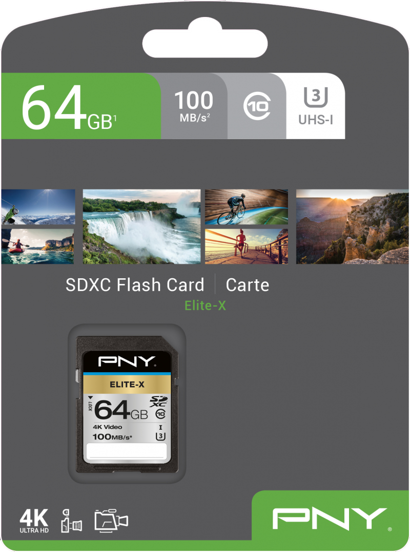 PNY Elite-X - Flash-Speicherkarte - 64 GB - UHS-I U3 / Class10
