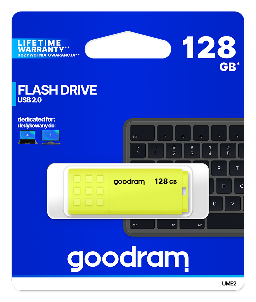 Goodram UME2 lecteur USB flash 128 Go USB Type-A 2.0 Jaune