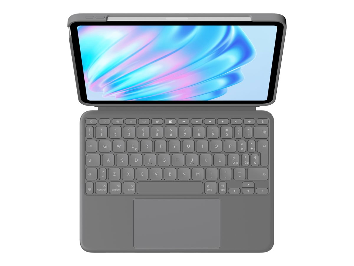 Logitech Combo Touch - Tastatur und Folioh�lle - mit Trackpad - hintergrundbeleuchtet - Apple Smart connector - QWERTY - Italienisch - Oxford Gray - f�r Apple 11-inch iPad Air (M2, M3)
