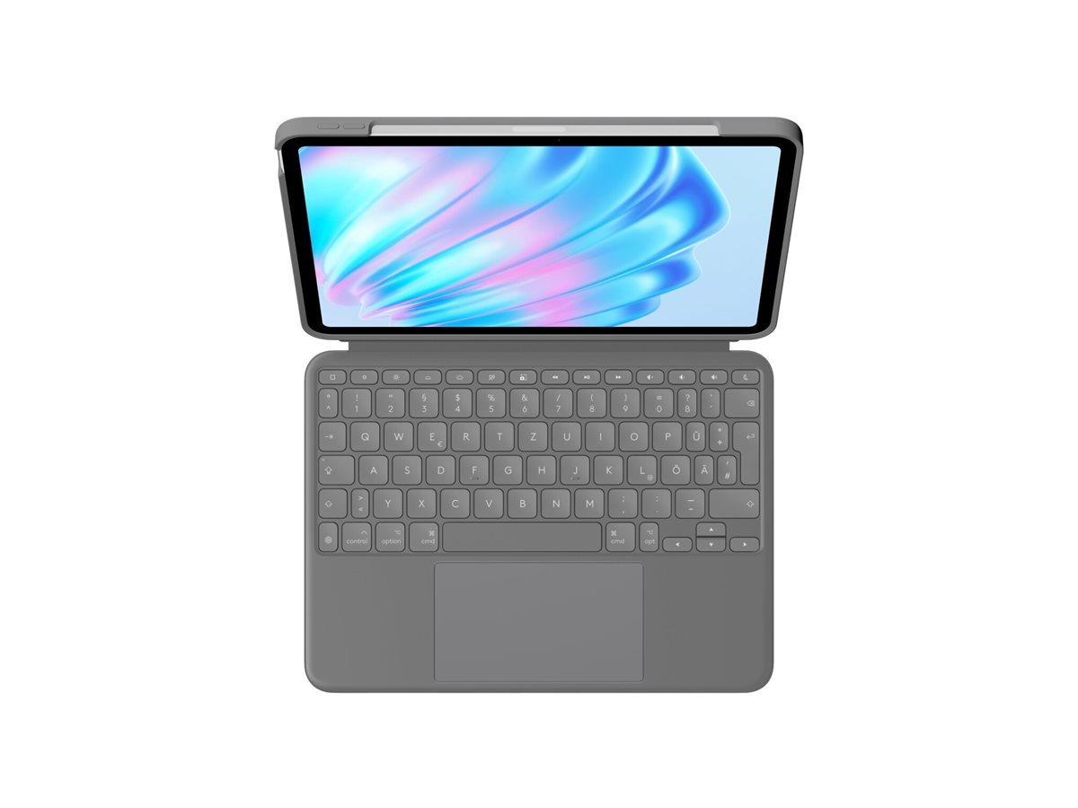 Logitech Combo Touch - Tastatur und Folioh�lle - mit Trackpad - hintergrundbeleuchtet - Apple Smart connector - QWERTY - Italienisch - Oxford Gray - f�r Apple 11-inch iPad Air (M2, M3)