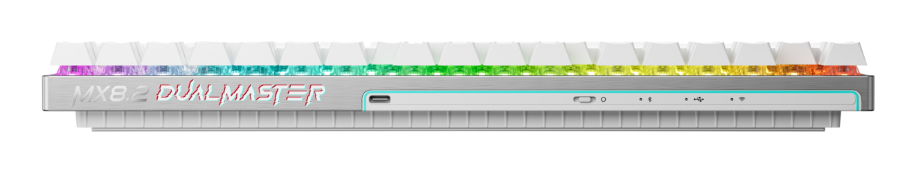 CHERRY MX 8.2 Pro TMR Wireless clavier Gaming USB + RF Wireless + Bluetooth QWERTY US International Argent, Blanc