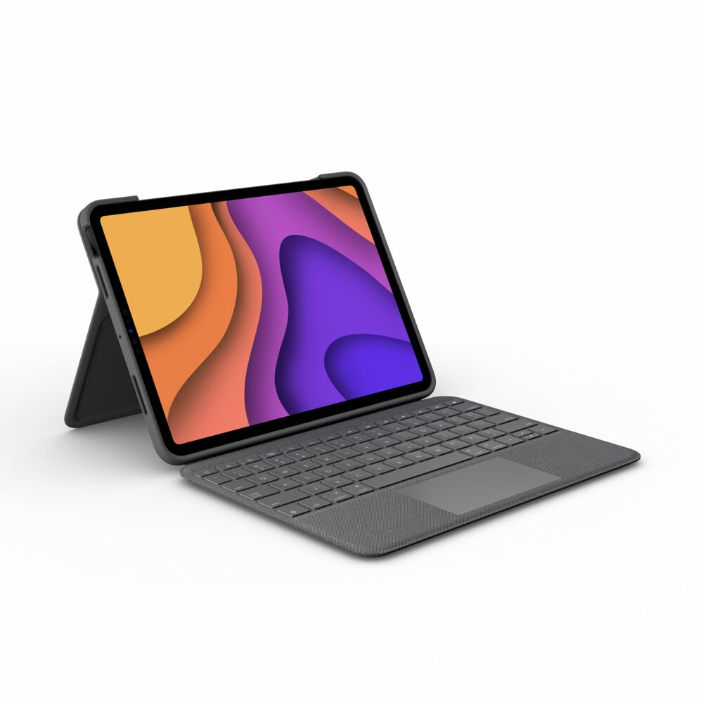 Logitech Folio Touch - Tastatur und Foliohlle - mit Trackpad - hinterleuchtet - Apple Smart connector - QWERTY - Pan-Nordic - Oxford Gray - fr Apple 10.9-inch iPad Air (4. Generation, 5. Generation)