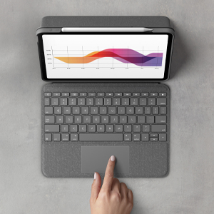 Logitech Folio Touch - Tastatur und Foliohlle - mit Trackpad - hinterleuchtet - Apple Smart connector - QWERTY - Pan-Nordic - Oxford Gray - fr Apple 10.9-inch iPad Air (4. Generation, 5. Generation)