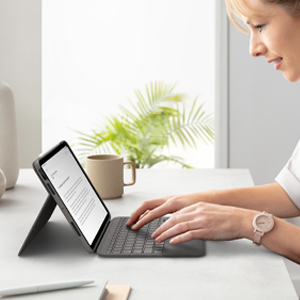Logitech Folio Touch - Tastatur und Foliohlle - mit Trackpad - hinterleuchtet - Apple Smart connector - QWERTY - Pan-Nordic - Oxford Gray - fr Apple 10.9-inch iPad Air (4. Generation, 5. Generation)