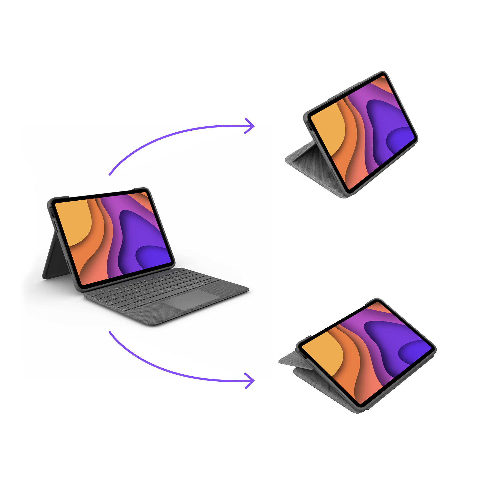 Logitech Folio Touch - Tastatur und Foliohlle - mit Trackpad - hinterleuchtet - Apple Smart connector - QWERTY - Pan-Nordic - Oxford Gray - fr Apple 10.9-inch iPad Air (4. Generation, 5. Generation)