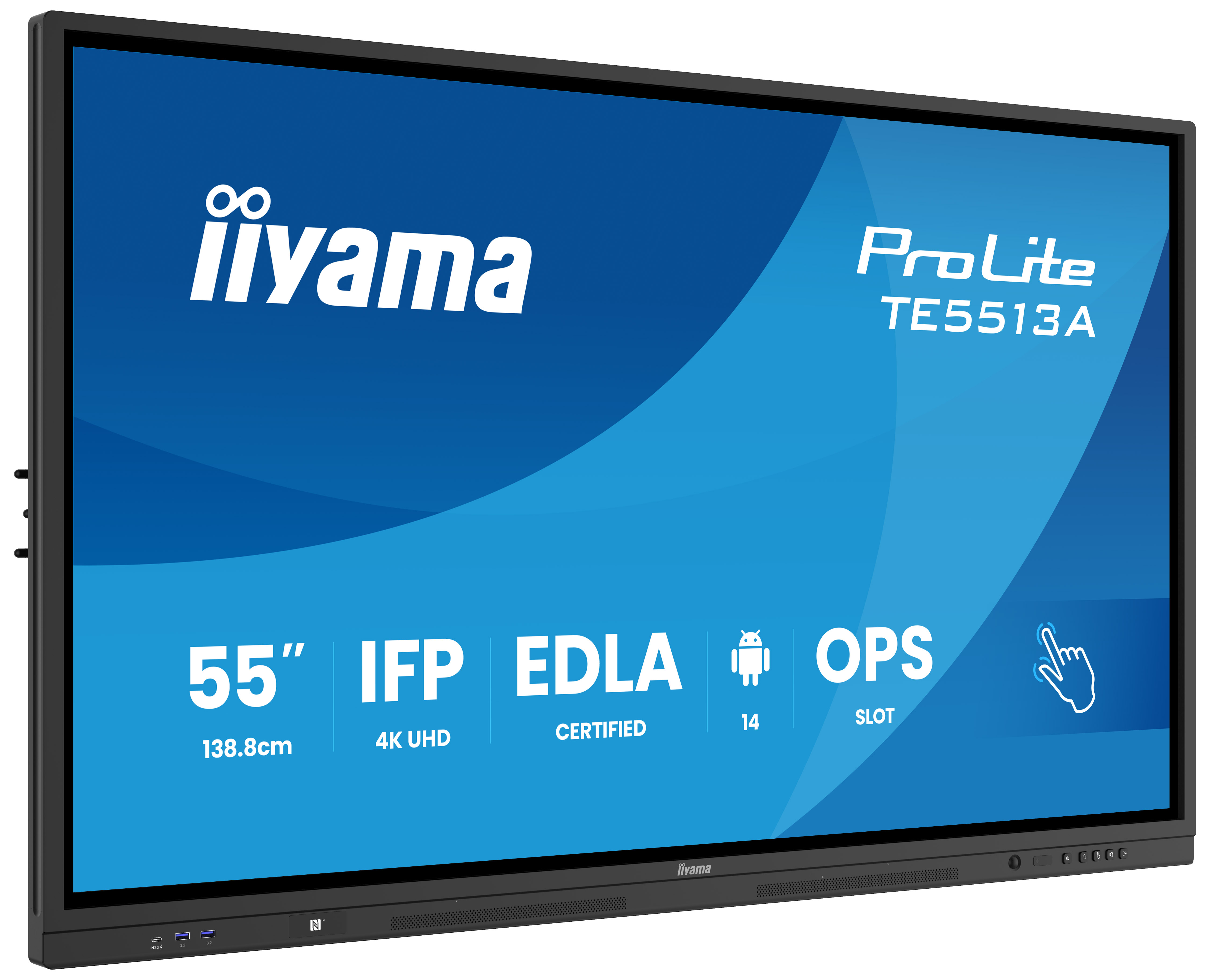 iiyama TE7513A-B1AG visualizzatore di messaggi Pannello piatto interattivo 190,5 cm (75) Wi-Fi 450 cd/m� 4K Ultra HD Nero Touch screen Processore integrato Android 18/7