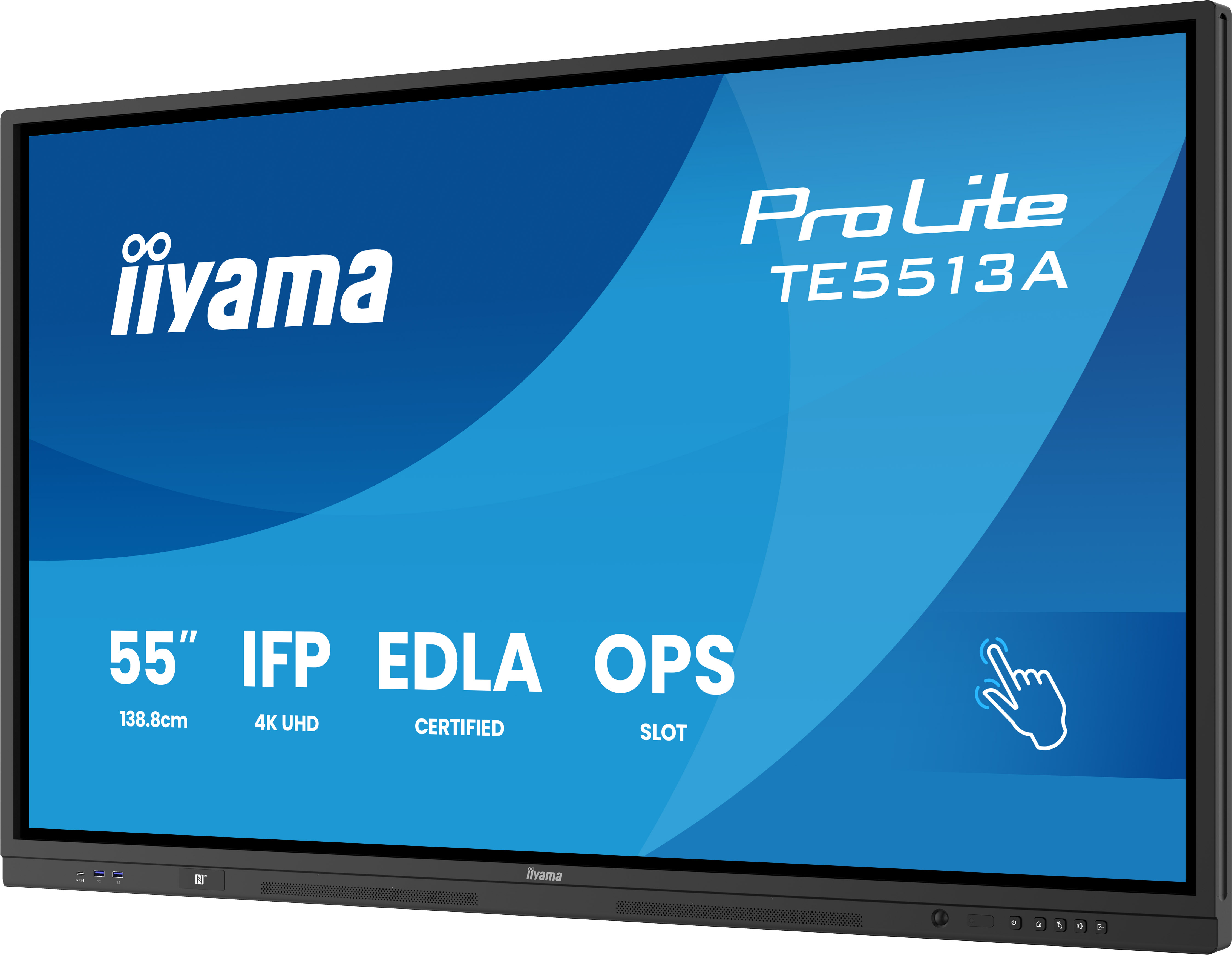 iiyama TE7513A-B1AG visualizzatore di messaggi Pannello piatto interattivo 190,5 cm (75) Wi-Fi 450 cd/m� 4K Ultra HD Nero Touch screen Processore integrato Android 18/7