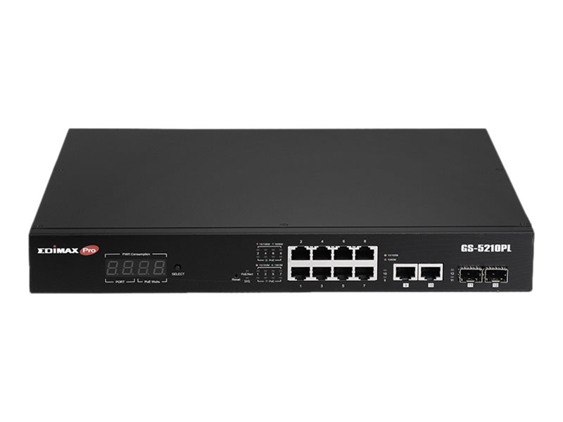 Edimax GS-5210PL network switch Managed Gigabit Ethernet (10/100/1000) Black