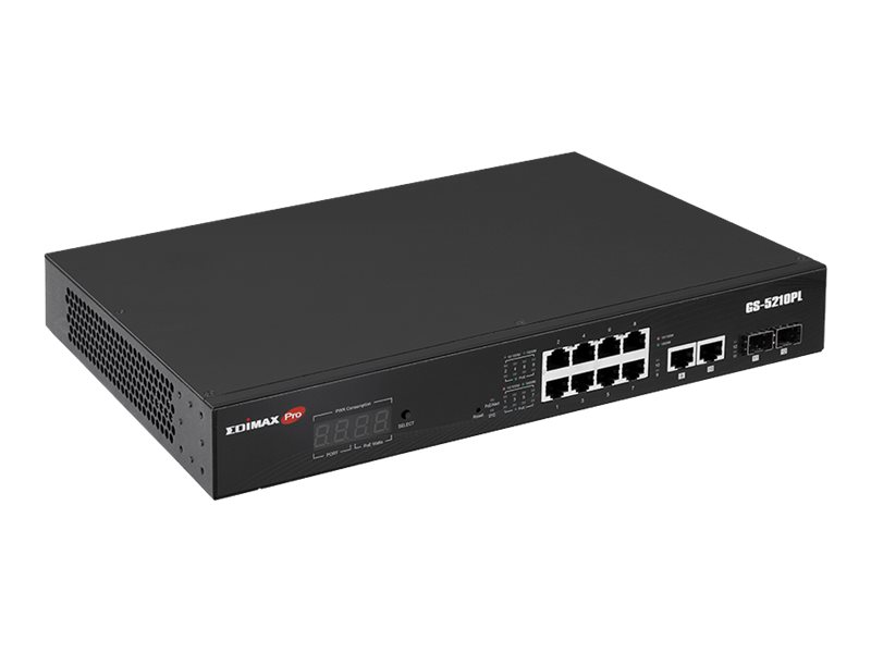 Edimax GS-5210PL network switch Managed Gigabit Ethernet (10/100/1000) Black