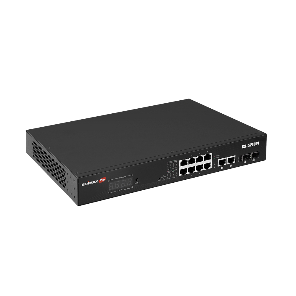 Edimax GS-5210PL network switch Managed Gigabit Ethernet (10/100/1000) Black