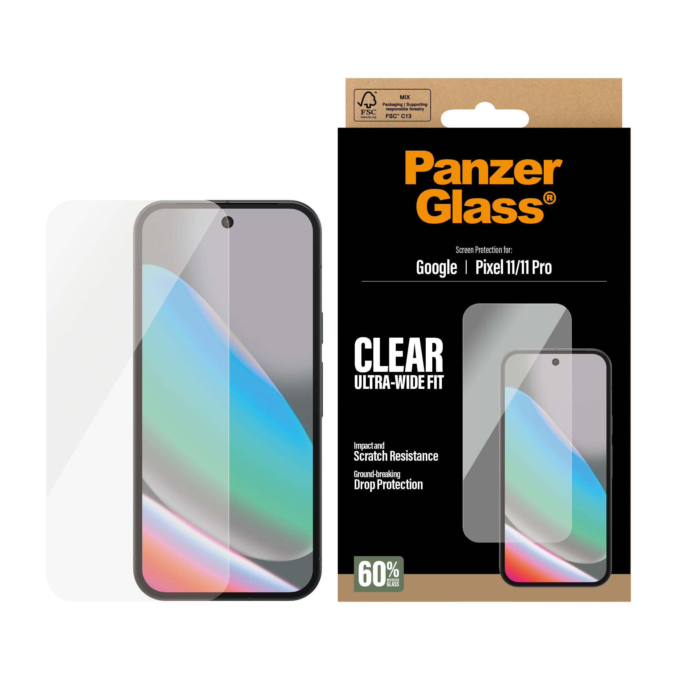PanzerGlass � Screen Protector Google Pixel 11 | 11 Pro | Ultra-Wide Fit Protector de pantalla 1 pieza(s)